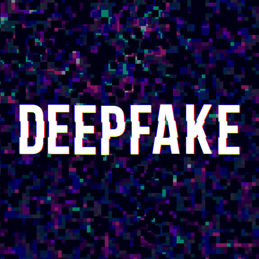 Deep Fake At Glitched Background. Vector, Eps 10