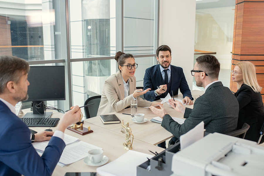 Group of business people planning work together and discussing t