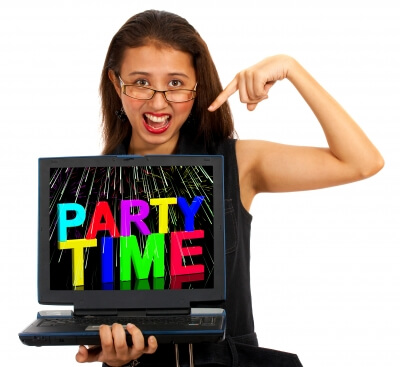 "Girl showing party time in laptop" by Stuart Miles