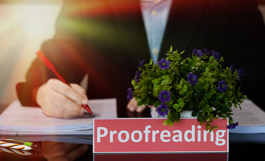 Proofreading English Card On Black Table In Office