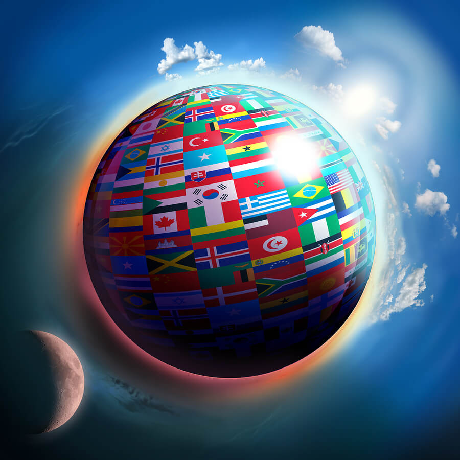 Country Flags Globe In Space
