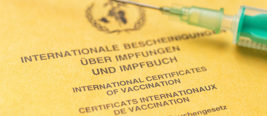 An International Certificate Of Vaccination With A Syringe